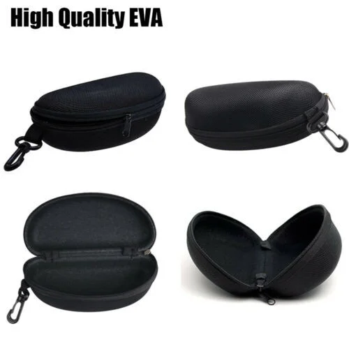 2 Pack Sunglasses Eyeglasses Case Zipper Portable Hard Shell Box With Clip Black 2