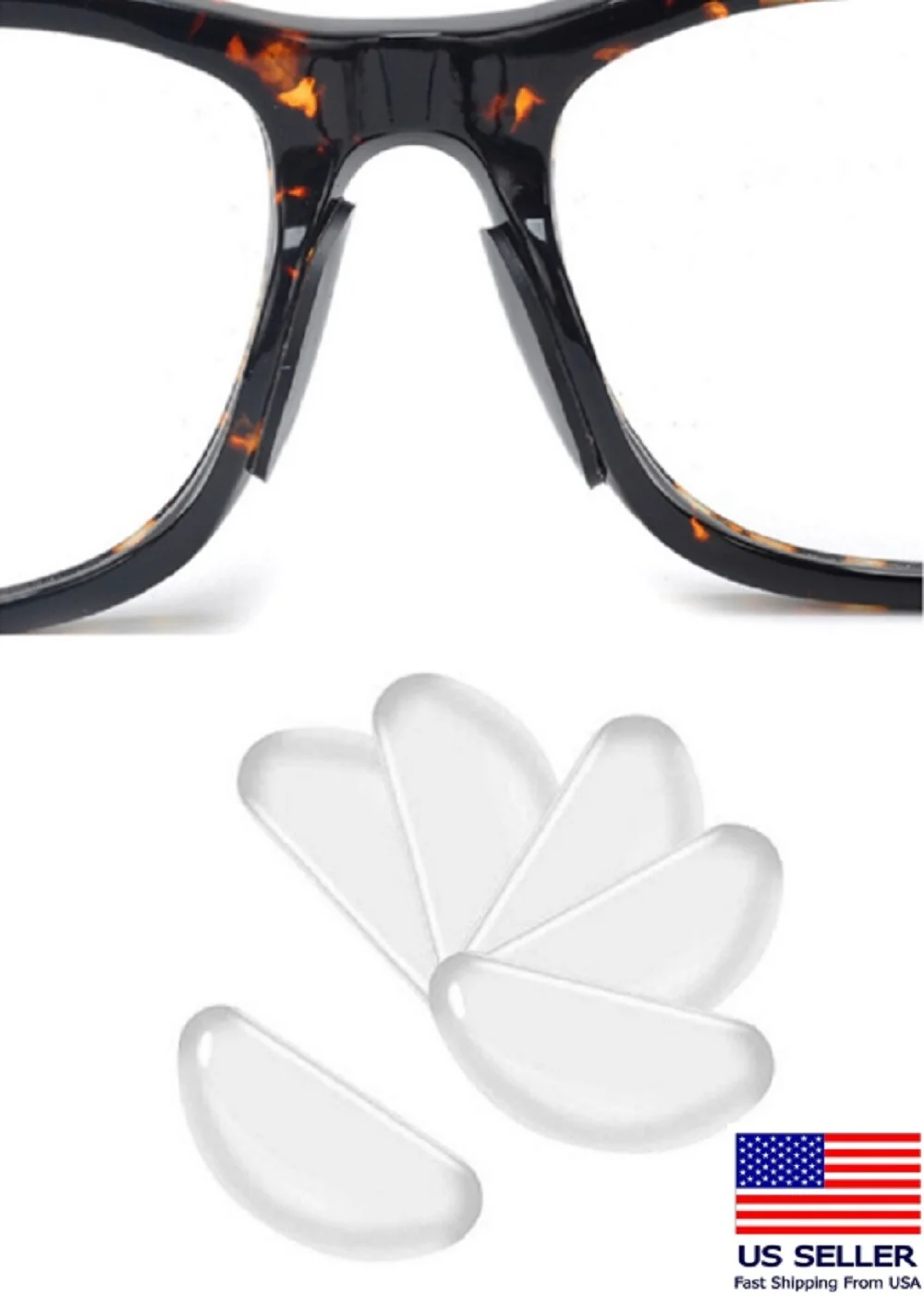5 Pairs Anti-slip silicone Stick On Nose Pads For Eyeglasses Sunglasses Glasses