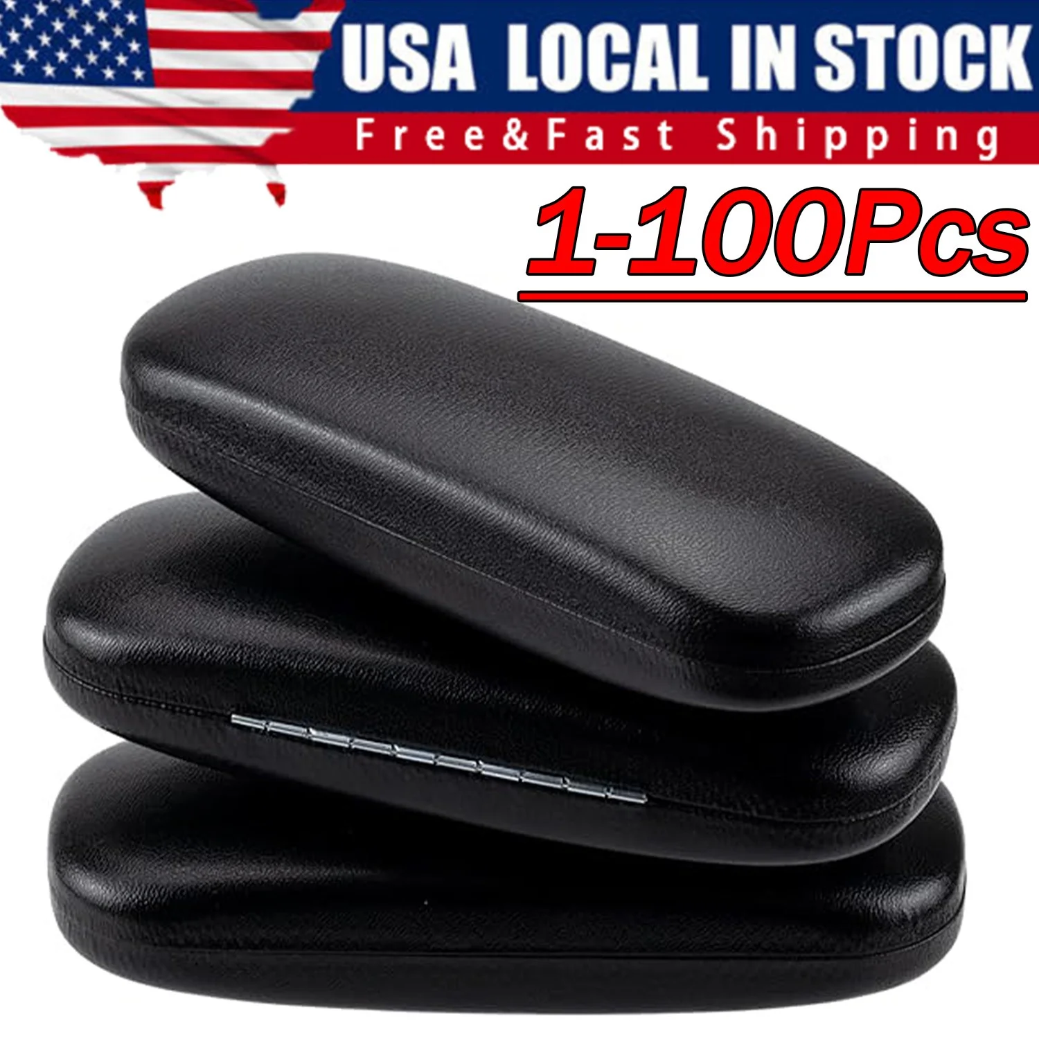 NEW Clam Hard Eyeglasses Glasses Case Black w/ Microfiber Cleaning Cloth 3