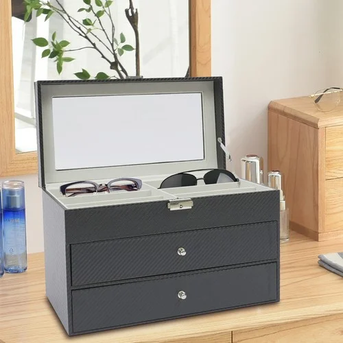 Portable Black Eyewear Cases Cover Sunglasses Hard Case For Women Men Glasses Box With Lanyard Zipper Eyeglass Cases Protector