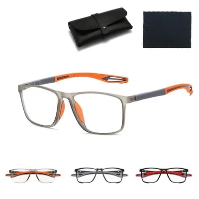Reading Glasses Men Women Sports Anti-blue Light Reading Eyewear Black Red TR90 Frame Presbyopia Eyeglasses +100 to+400 glasses 2