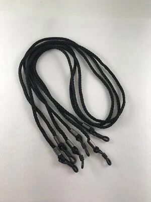THREE (3) BLACK Nylon CORD Unisex Eyeglass/Sunglass Holder Chain Adj Ends