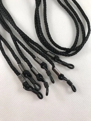 THREE (3) BLACK Nylon CORD Unisex Eyeglass/Sunglass Holder Chain Adj Ends 2