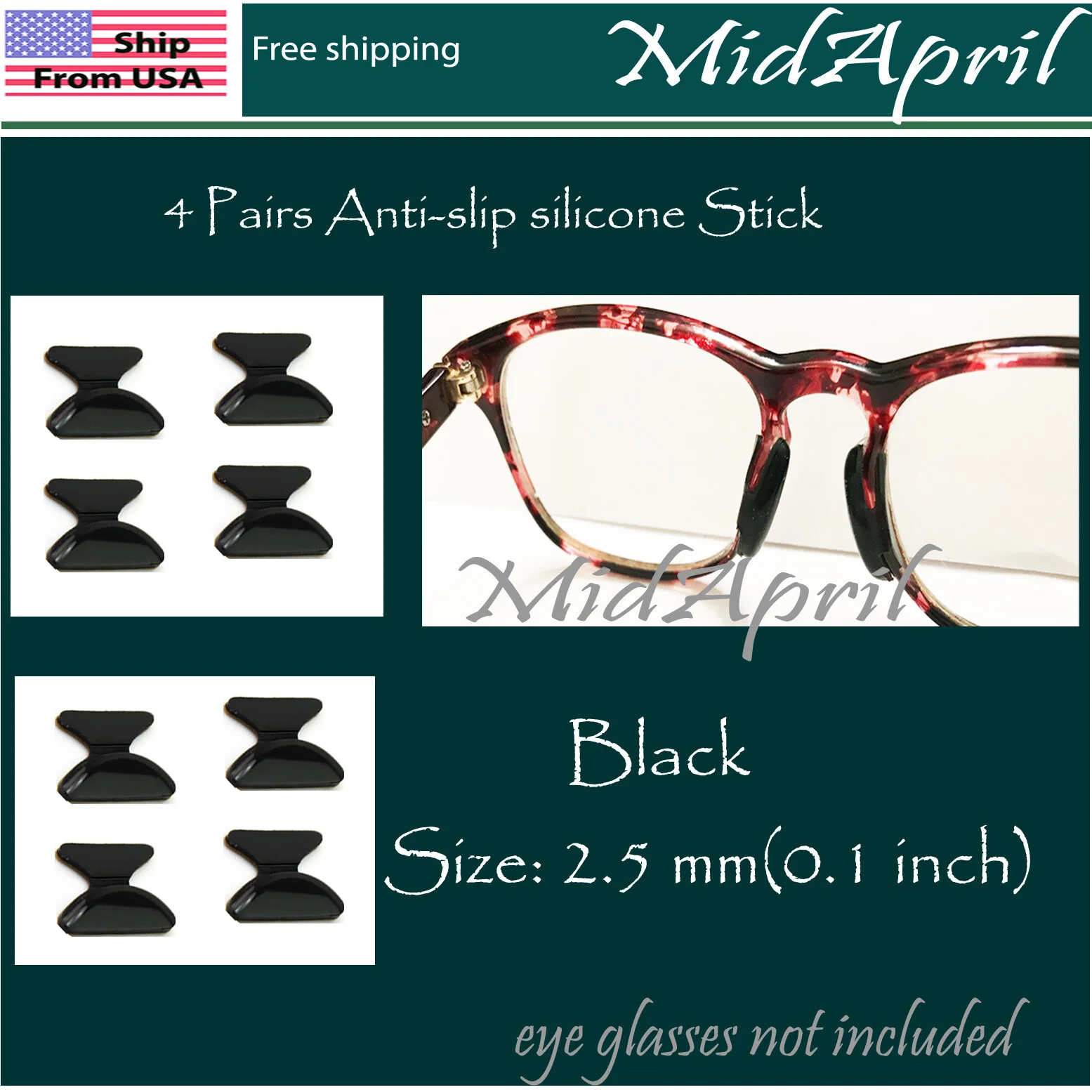 ValueBargain Glasses Arm Cushion, 4 Pairs Anti-slip Elastic Ear Pads for Glasses 3